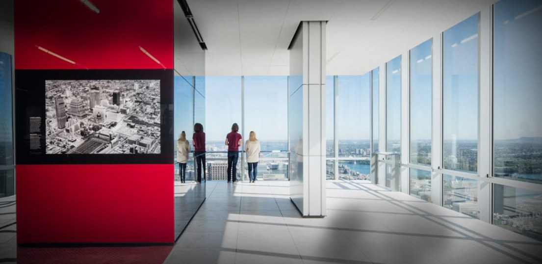 Au Sommet de la place Ville-Marie, Montréal : éclairage architectural de l’observatoire par LightFactor.